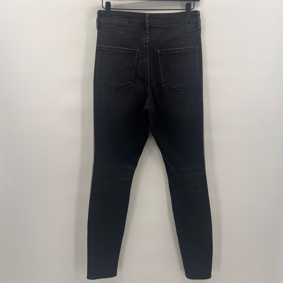 Athleta Sculptek Jeans with Tuxedo Stripe Womens size 8 Black Gold Stretchy - Picture 4 of 9